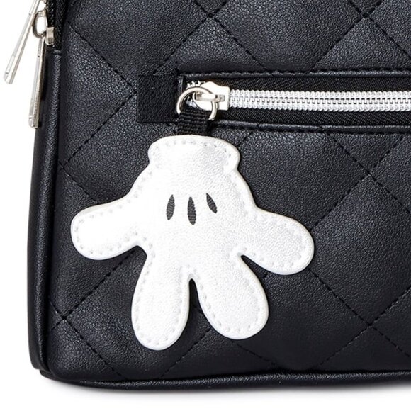 NWT Disney Minnie Mouse Quilted Mini Backpack Black Red Bow Vegan Leather NEW - Picture 9 of 15